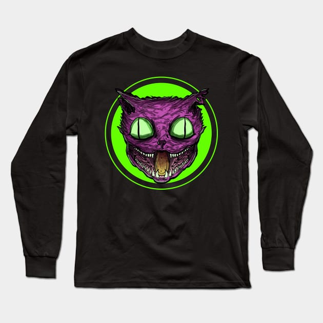 Cursed Cat (green) Long Sleeve T-Shirt by DeathAnarchy